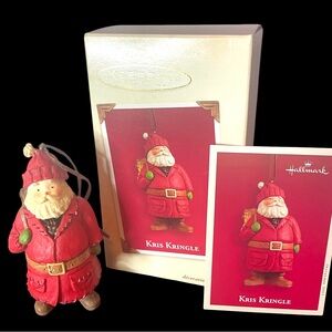 Hallmark Kris Kringle Ornament Keepsake Decoration Santa Woodsman Knapsack 2003